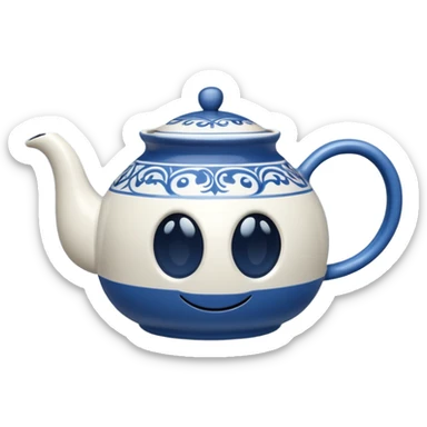 Matching mug of tea and teapot with Disney symbol sticker
