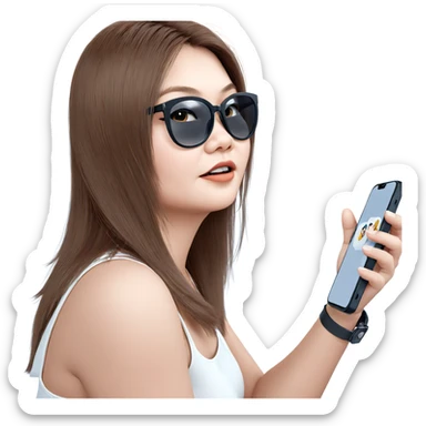 stylish girl with smartphone sticker