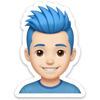 blue haired kid mohawk sticker