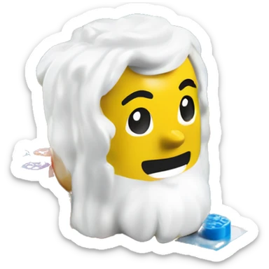 a foot above a lego brick sticker