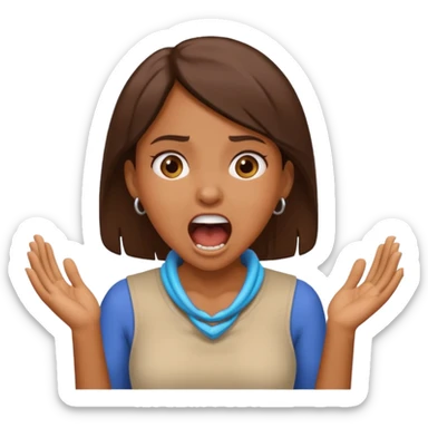 Brown girl having her hands on her neck screaming  sticker