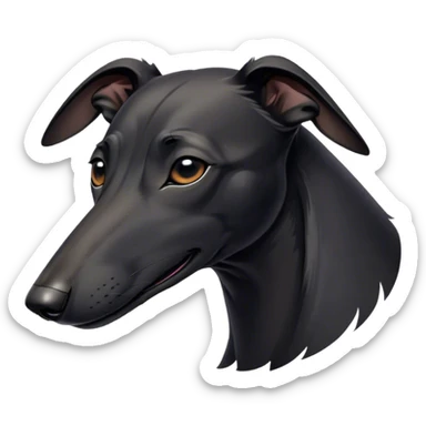 Meme-Worthy Cute Sleeping Black Greyhound Portrait Emoji, Head resting peacefully with a contented smile, showcasing a delightfully slender build and a luxuriously smooth black Fur, eyes shut in a serene nap, Simplified yet hilariously adorable features, highly detailed, glowing with a soft, drowsy light, high shine, relaxed and utterly lovable, stylized with an air of playful laziness, bright and heartwarming, soft glowing outline, capturing the essence of a comically sleepy racer, so meme-worthy it feels like it could instantly become the next viral sensation of adorable slumber! sticker