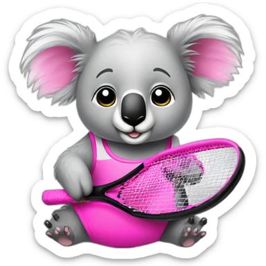 koala with pink band playing padel sticker