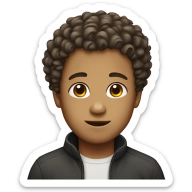 a Boy with curly hair and a staight hairline sticker