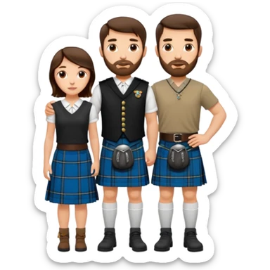 scottish man with stubble in kilt with brunette wife sticker