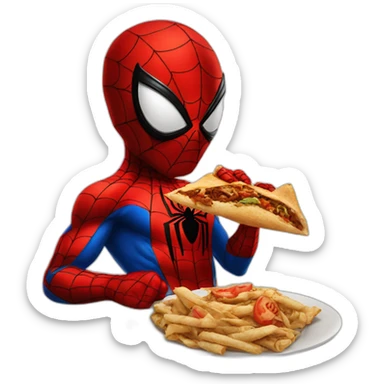 Spiderman eating shawarma sticker