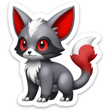 Cute cool black red white grey animal hybrid Fakemon full body sticker
