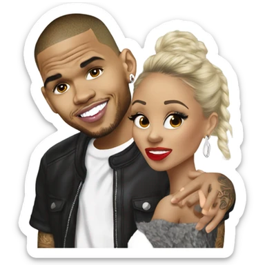 Hyper Realistic Chris Brown  Karruche Tran romantic photo  sticker
