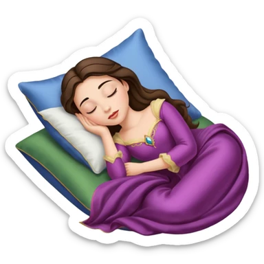sleeping beauty brunette white girl with a silk pillow sticker
