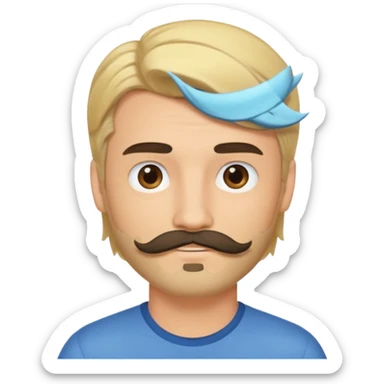 cute blonde guy with mullet and a dark beard with moustache sticker