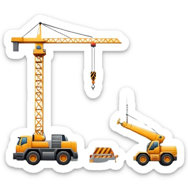 Construction site with crane and building sticker