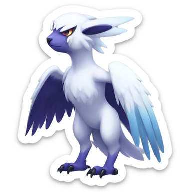  cool edgy colorful angelic ethereal Absol-Noibat-Fakemon full body sticker