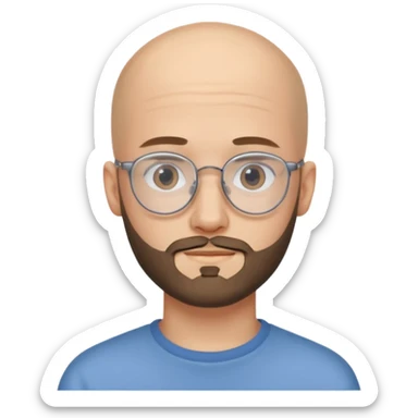 он лысый должен быть очень молодой парень лет 18 , очень тонкие очки, а так же борода sticker