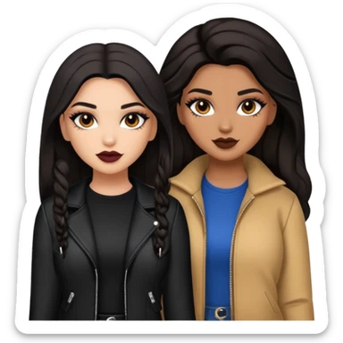 Boujy baddie best friends, trendy heavy makeup both dark hair one light skinned and one caramel skin  sticker