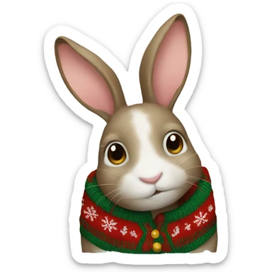 Rabbit in Christmas sweater sticker