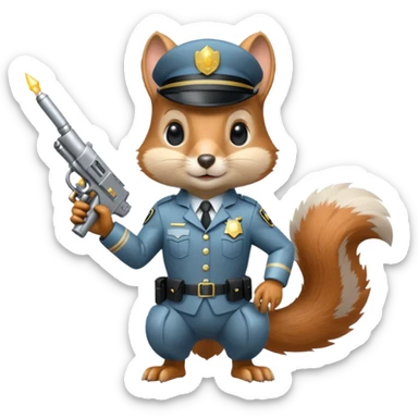half robot futuristic squirrel cop sticker