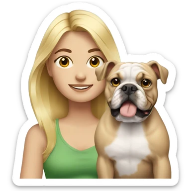 Blonde girl with bulldog sticker