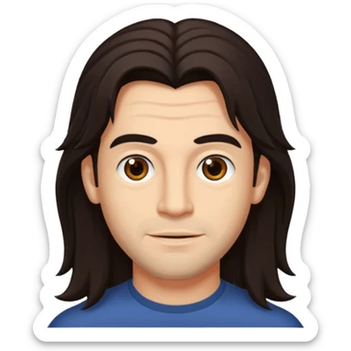 Reginald Arivizu (b.1969) with dark brown long hair sticker