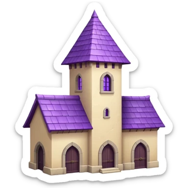 exile tower with purple roof and cream walls sticker
