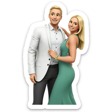 happy couple in outdoor setting sticker