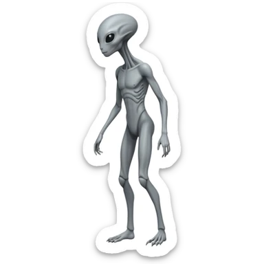 fullbody humanoid gray alien direct sideview sticker