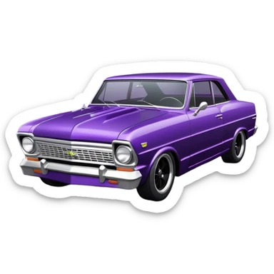 futuristic Jetson’smidnight-dark-purple stealthy black metallic 1965 Chevy Nova SS street rat rod  understated  sticker