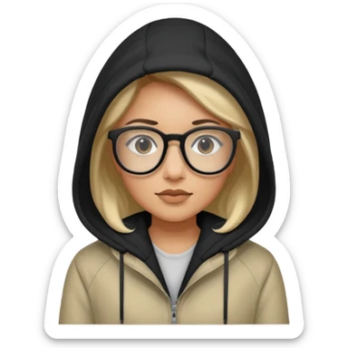 woman in hooded jackets and glasses sticker