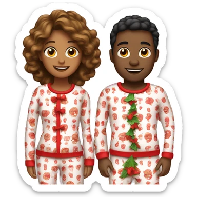 a couple in matching christmas pajamas  sticker