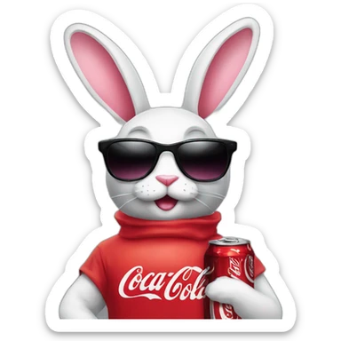 Humanoid bunny with sunglasses and coca cola sticker