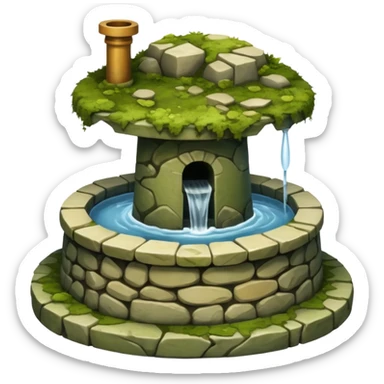 a water well made out of stone sticker
