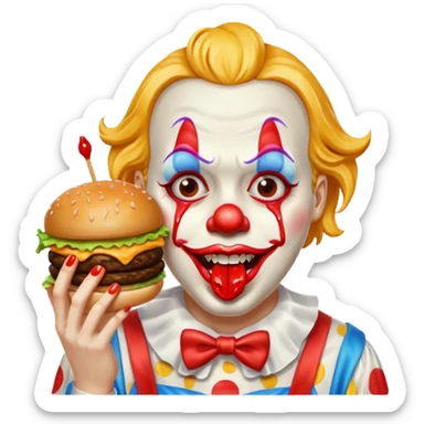 Art the clown from terriffer eating a burger sticker