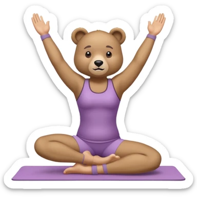 bear doing pilates yoga with yoga clothes sticker