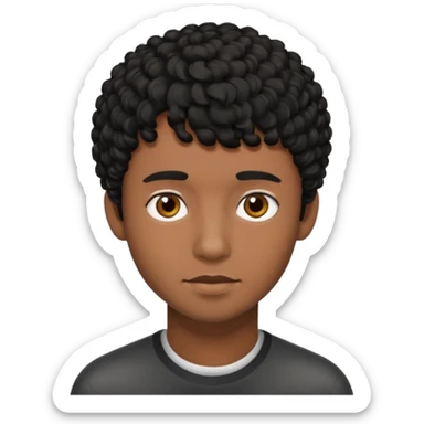 Young man with black curly hair fringe Haircut and dark skin sticker