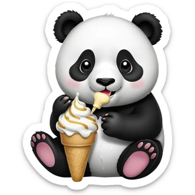 Panda eating ice cream sticker