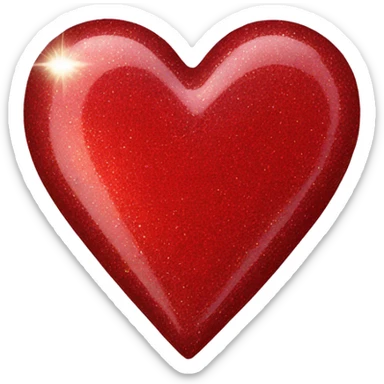 Red love heart with glitter sticker