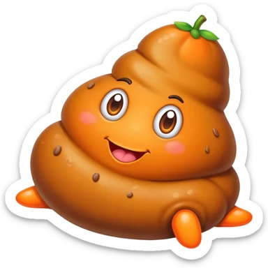 Poop with large feet colored orange sticker