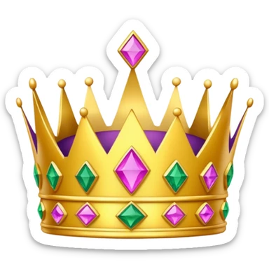 Yellow crown with pink, green and purple stones  sticker