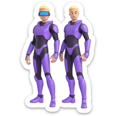 cyber y2k guy with metallic clothing and digital accessories sticker