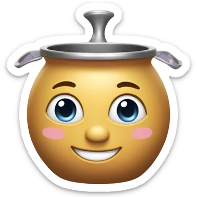magical kitchen pot with smiling face sticker