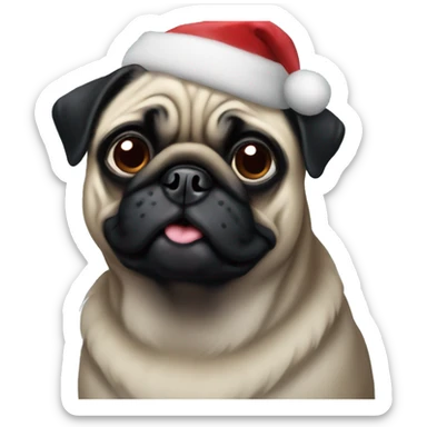 Black Christmas pug  sticker