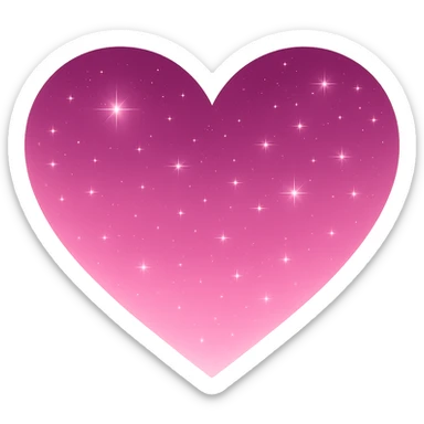 Modify the heart with a night sky gradient to pink night theme with a pink gradient, more stars, and a soft glow. Remove the background entirely  sticker