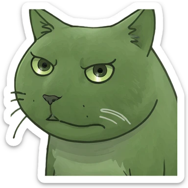A cute sad red cat sticker