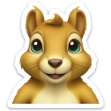 yellow squirrel with brown hair and cyan eyes sticker