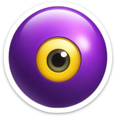 spherical purple and yellow lens as a cute mascot sticker