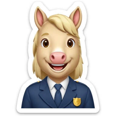 Laughing horse who is a smart bank clerk but laughing sticker