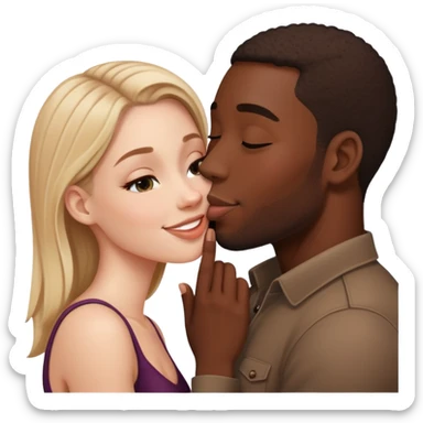 White girl and black man kissing sticker