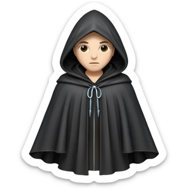 hooded cloak object icon, dark fabric cloak with deep hood, fantasy style, soft folds, 3D cartoon, mobile game icon style, centered, clean background, soft shadow, no text, no watermark
 
 sticker