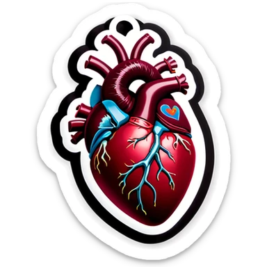 Burgundy anatomical heart  sticker