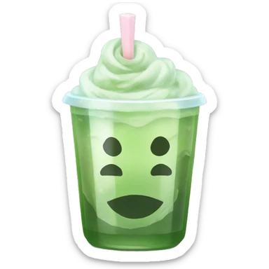 Iced matcha in a cute clear cup sticker