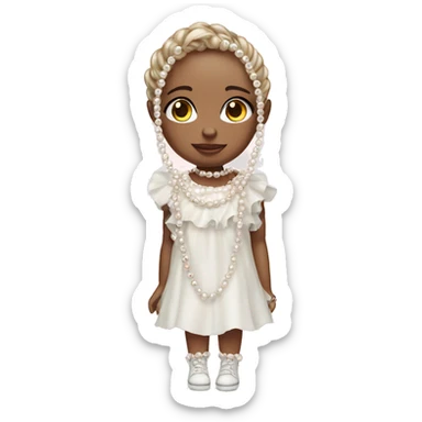 Cute doll with Pearl chain sticker
